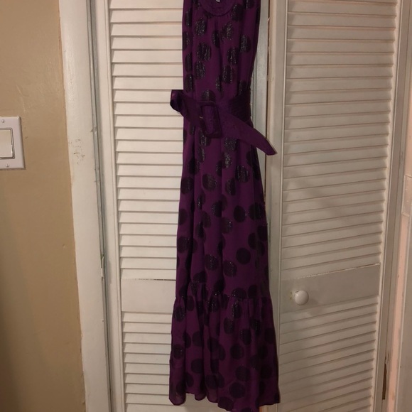 Tibi New York Purple Belted Polkadot Midi Dress - Picture 7 of 8